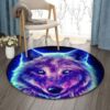 Neon Wolf Light Round Carpet Floor Rug Living Room Bedroom Decor Round Area Rug Carpet