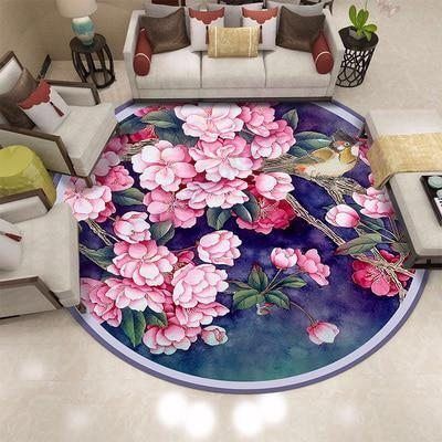 New Chinese Style Flower Round Carpet Floor Rug Living Room Bedroom Decor Round Area Rug Carpet New Chinese Style Flower Round Carpet Floor Rug Living Room Bedroom Decor Round Area Rug Carpet