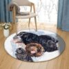 Newfoundland Dog Round Carpet Floor Rug Living Room Bedroom Decor Round Area Rug Carpet