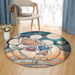 Night Blossom Round Carpet Floor Rug Living Room Bedroom Decor Round Area Rug Carpet