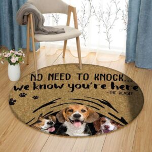 No Need To Knock We Know Youre Here Beagle Round Carpet Floor Rug Living Room Bedroom Decor Round Area Rug Carpet