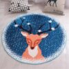 Nordic Style Cute Sad Deer Round Carpet Floor Rug Living Room Bedroom Decor Round Area Rug Carpet