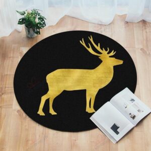 Nordic Style Deer Round Carpet Floor Rug Living Room Bedroom Decor Round Area Rug Carpet