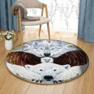 Northern Totem Shield Round Carpet Floor Rug Living Room Bedroom Decor Round Area Rug Carpet