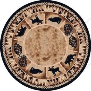 Northwoods Friends Round Carpet Floor Rug Living Room Bedroom Decor Round Area Rug Carpet