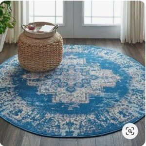 Nourison Grafix Round Carpet Floor Rug Living Room Bedroom Decor Round Area Rug Carpet