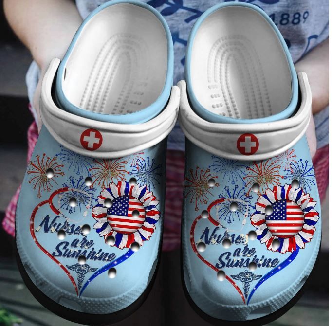 Nurse All Sunshine Crocs Clog Shoes Gifts 4Th Of July – Nurse Life Clog Independence Gift For Woman Man Nurse All Sunshine Crocs Clog Shoes Gifts 4Th Of July – Nurse Life Clog Independence Gift For Woman Man