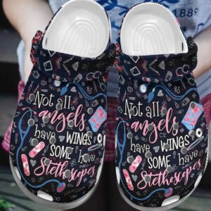 Nurse Personalize Clog Custom Crocs Fashionstyle Comfortable For Women Men Kid Print 3D Not All Angels Have Wings