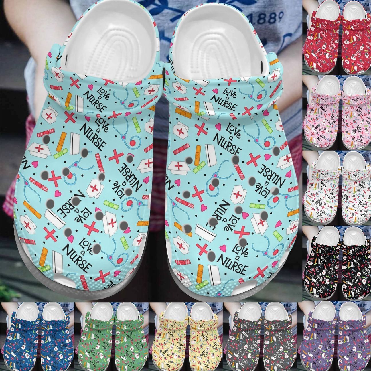 Nurse Personalize Clog Custom Crocs Fashionstyle Comfortable For Women Men Kid Print 3D Whitesole Love A Nurse Nurse Personalize Clog Custom Crocs Fashionstyle Comfortable For Women Men Kid Print 3D Whitesole Love A Nurse
