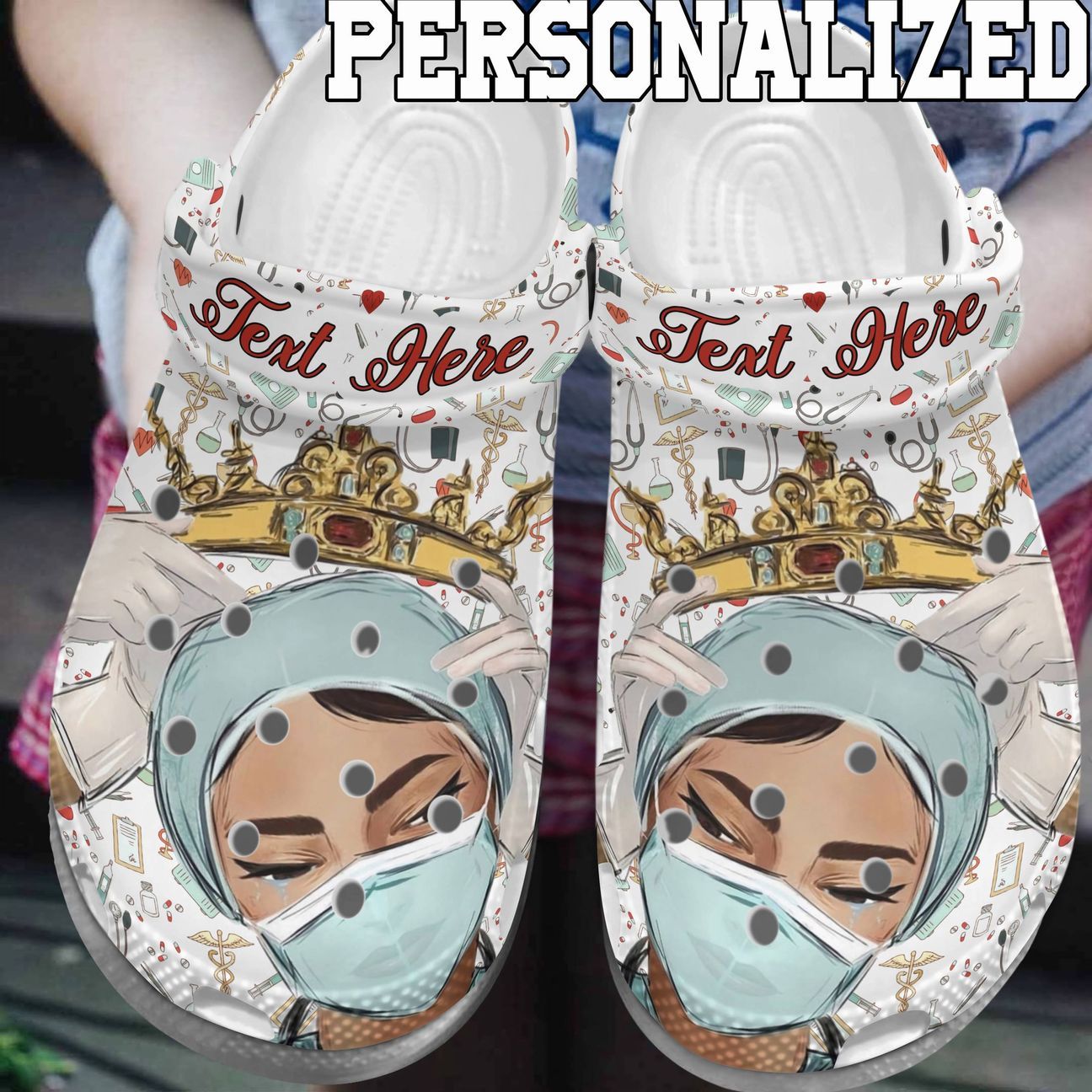 Nurse Personalized Clog Custom Crocs Comfortablefashion Style Comfortable For Women Men Kid Print 3D Crowned Queen Nurse Personalized Clog Custom Crocs Comfortablefashion Style Comfortable For Women Men Kid Print 3D Crowned Queen