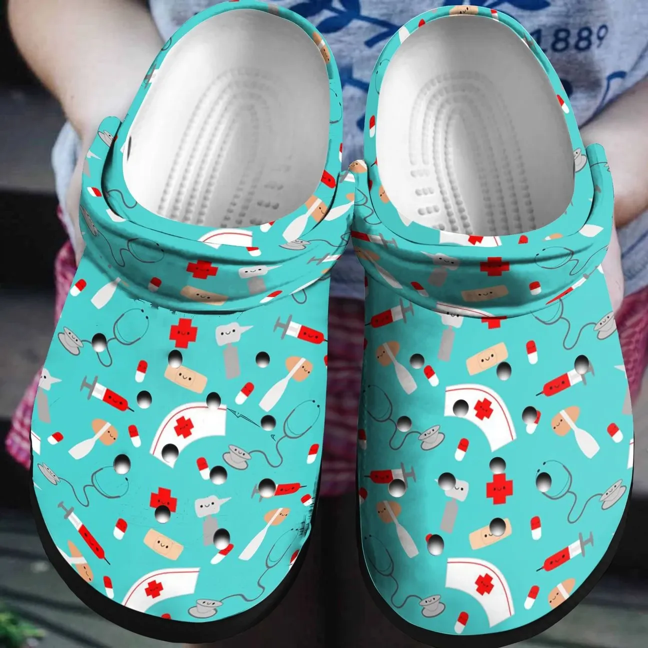 Nurse Personalized Clog Custom Crocs Comfortablefashion Style Comfortable For Women Men Kid Print 3D Green Pattern Nurse Personalized Clog Custom Crocs Comfortablefashion Style Comfortable For Women Men Kid Print 3D Green Pattern