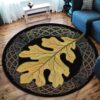 Oak Leaf Round Carpet Floor Rug Living Room Bedroom Decor Round Area Rug Carpet