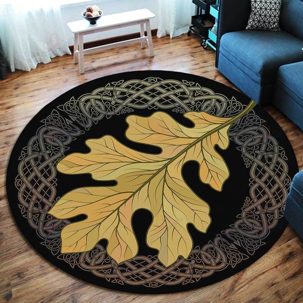 Oak Leaf Round Carpet Floor Rug Living Room Bedroom Decor Round Area Rug Carpet Oak Leaf Round Carpet Floor Rug Living Room Bedroom Decor Round Area Rug Carpet