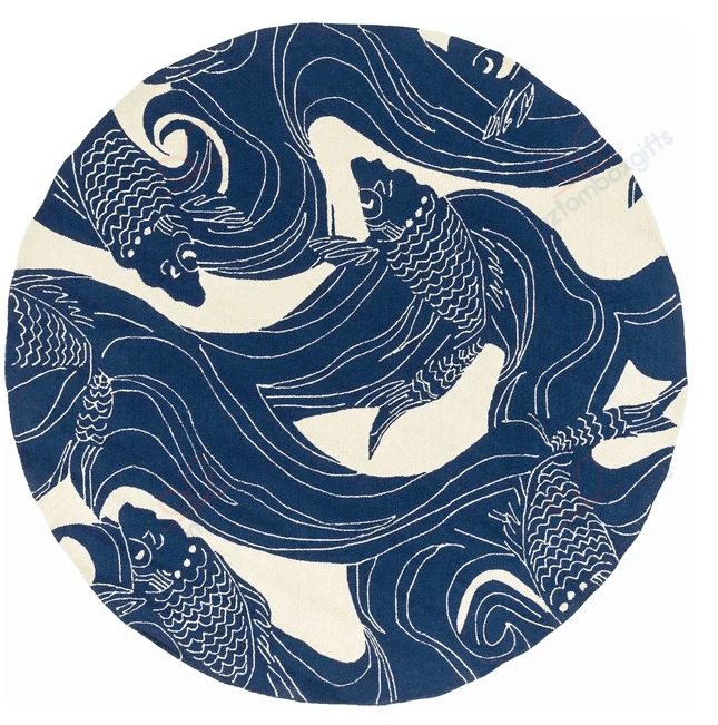 Ocean Koi Round Carpet Floor Rug Living Room Bedroom Decor Round Area Rug Carpet Ocean Koi Round Carpet Floor Rug Living Room Bedroom Decor Round Area Rug Carpet