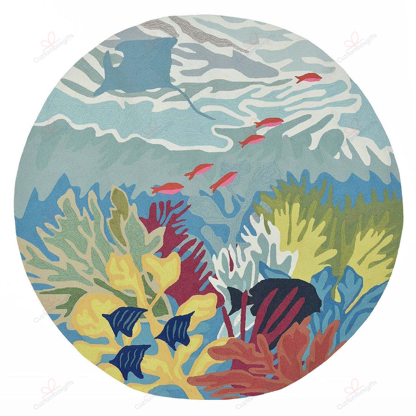 Ocean Life Round Carpet Floor Rug Living Room Bedroom Decor Round Area Rug Carpet Ocean Life Round Carpet Floor Rug Living Room Bedroom Decor Round Area Rug Carpet