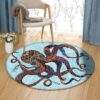 Octopus Flower Round Carpet Floor Rug Living Room Bedroom Decor Round Area Rug Carpet
