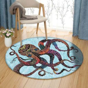 Octopus Flower Round Carpet Floor Rug Living Room Bedroom Decor Round Area Rug Carpet