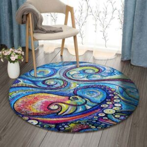 Octopus Round Carpet Floor Rug Living Room Bedroom Decor Round Area Rug Carpet