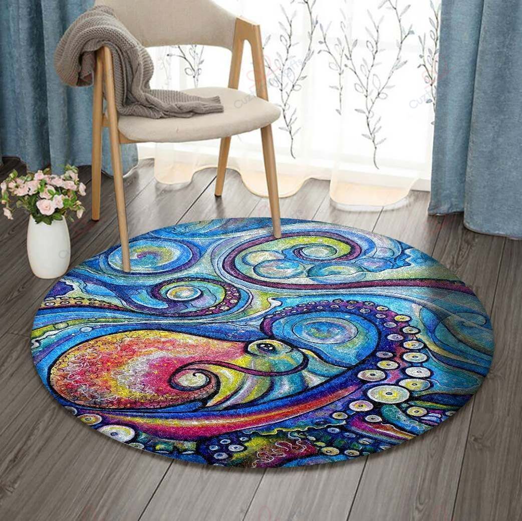 Octopus Round Carpet Floor Rug Living Room Bedroom Decor Round Area Rug Carpet Octopus Round Carpet Floor Rug Living Room Bedroom Decor Round Area Rug Carpet