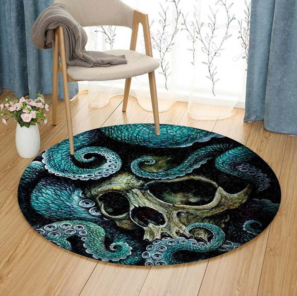 Octopus Skull Round Carpet Floor Rug Living Room Bedroom Decor Round Area Rug Carpet Octopus Skull Round Carpet Floor Rug Living Room Bedroom Decor Round Area Rug Carpet