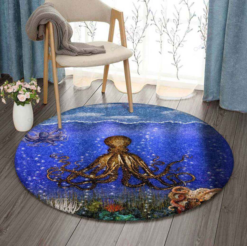Octopus Under The Sea Round Carpet Floor Rug Living Room Bedroom Decor Round Area Rug Carpet Octopus Under The Sea Round Carpet Floor Rug Living Room Bedroom Decor Round Area Rug Carpet