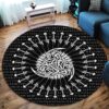 Odins Triple Horn Viking Round Carpet Floor Rug Living Room Bedroom Decor Round Area Rug Carpet
