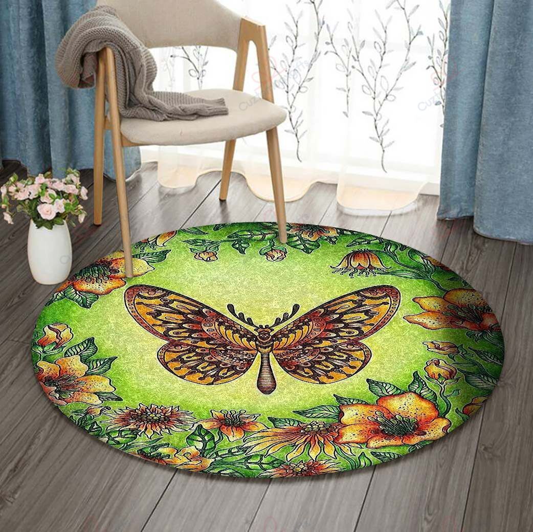 Old Butterfly Pattern 1 Round Carpet Floor Rug Living Room Bedroom Decor Round Area Rug Carpet Old Butterfly Pattern 1 Round Carpet Floor Rug Living Room Bedroom Decor Round Area Rug Carpet