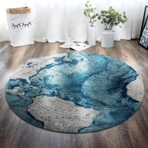 Old Map Round Carpet Floor Rug Living Room Bedroom Decor Round Area Rug Carpet