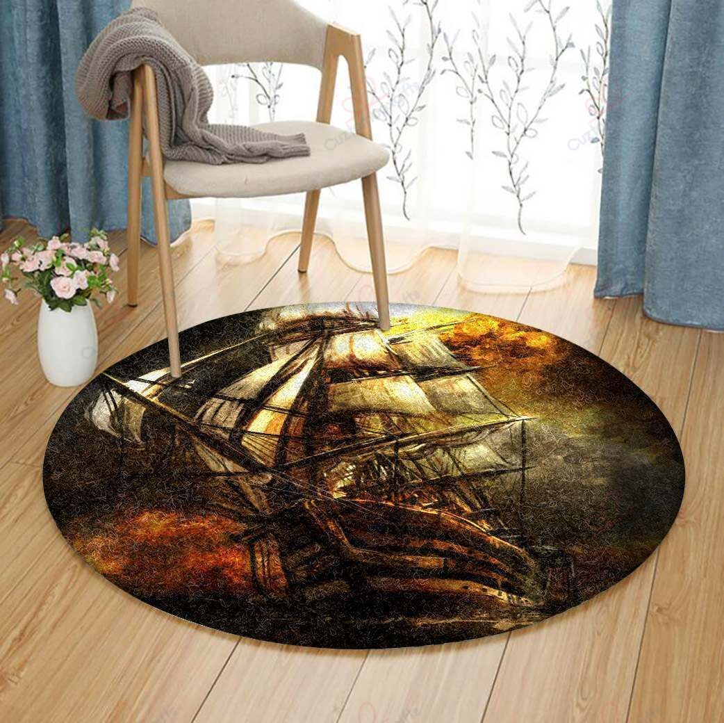 Old Sailboat Round Carpet Floor Rug Living Room Bedroom Decor Round Area Rug Carpet Old Sailboat Round Carpet Floor Rug Living Room Bedroom Decor Round Area Rug Carpet