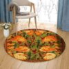 Orange Birds Round Carpet Floor Rug Living Room Bedroom Decor Round Area Rug Carpet