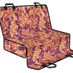 Orange Bohemian Floral Pattern Print Pet Car Back Seat Cover - 325fe9031837