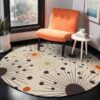 Orange Brown Polka Dot Round Carpet Floor Rug Living Room Bedroom Decor Round Area Rug Carpet