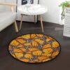 Orange Butterflies Round Carpet Floor Rug Living Room Bedroom Decor Round Area Rug Carpet
