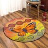 Orange Butterfly Round Carpet Floor Rug Living Room Bedroom Decor Round Area Rug Carpet