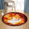 Orange Cat Round Carpet Floor Rug Living Room Bedroom Decor Round Area Rug Carpet