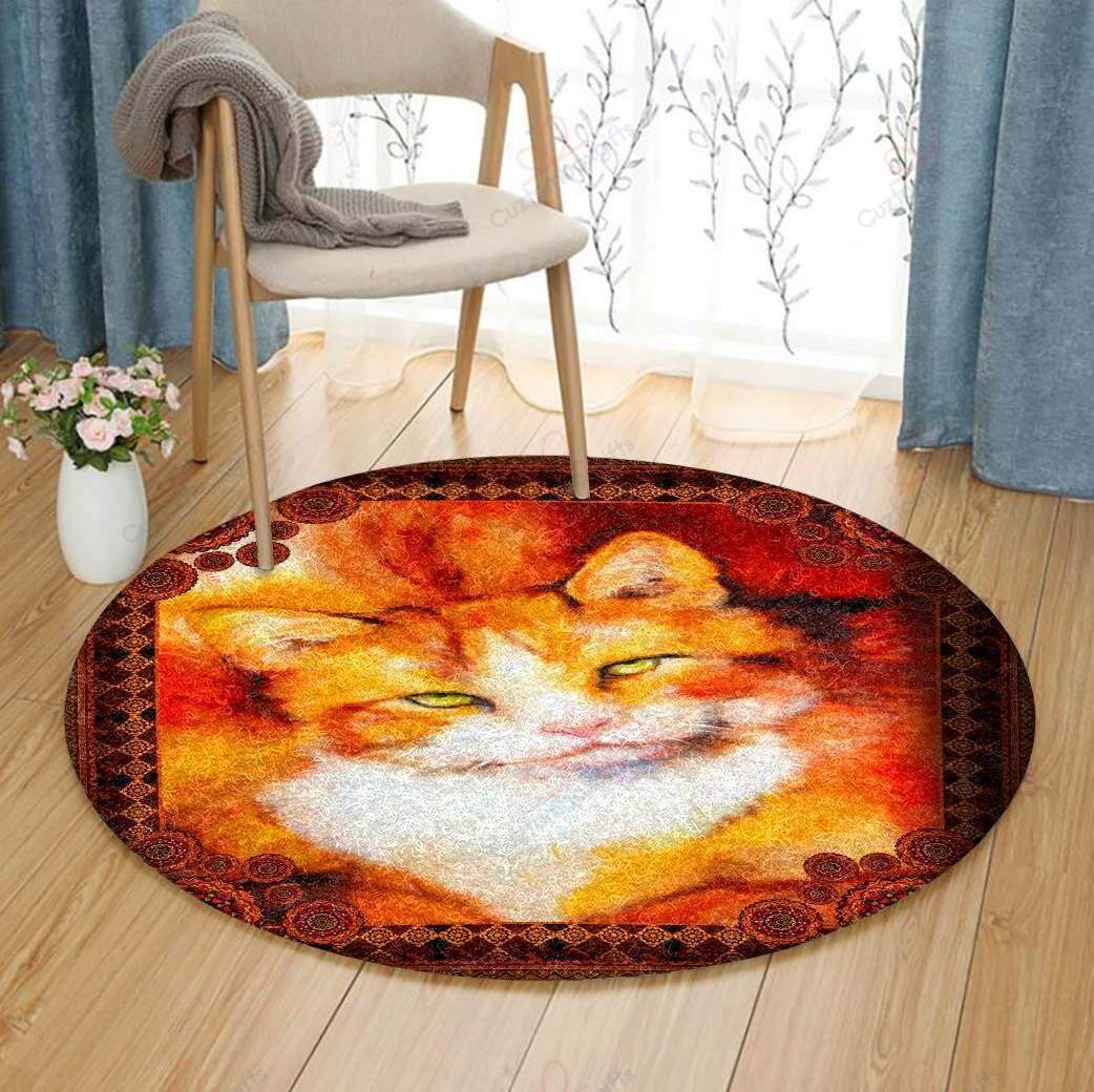 Orange Cat Round Carpet Floor Rug Living Room Bedroom Decor Round Area Rug Carpet Orange Cat Round Carpet Floor Rug Living Room Bedroom Decor Round Area Rug Carpet