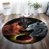 Orange Fox And White Fox Round Carpet Floor Rug Living Room Bedroom Decor Round Area Rug Carpet