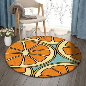 Orange Round Carpet Floor Rug Living Room Bedroom Decor Round Area Rug Carpet