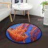 Orange Jellyfish Round Carpet Floor Rug Living Room Bedroom Decor Round Area Rug Carpet