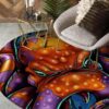 Orange Octopus Round Carpet Floor Rug Living Room Bedroom Decor Round Area Rug Carpet