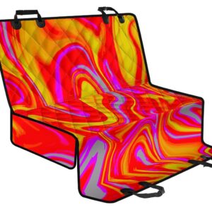 Orange Psychedelic Liquid Trippy Print Pet Car Back Seat Cover - a6c9304cded7