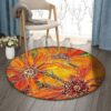 Orange Sunflower Round Carpet Floor Rug Living Room Bedroom Decor Round Area Rug Carpet