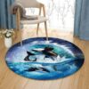 Orca Round Carpet Floor Rug Living Room Bedroom Decor Round Area Rug Carpet
