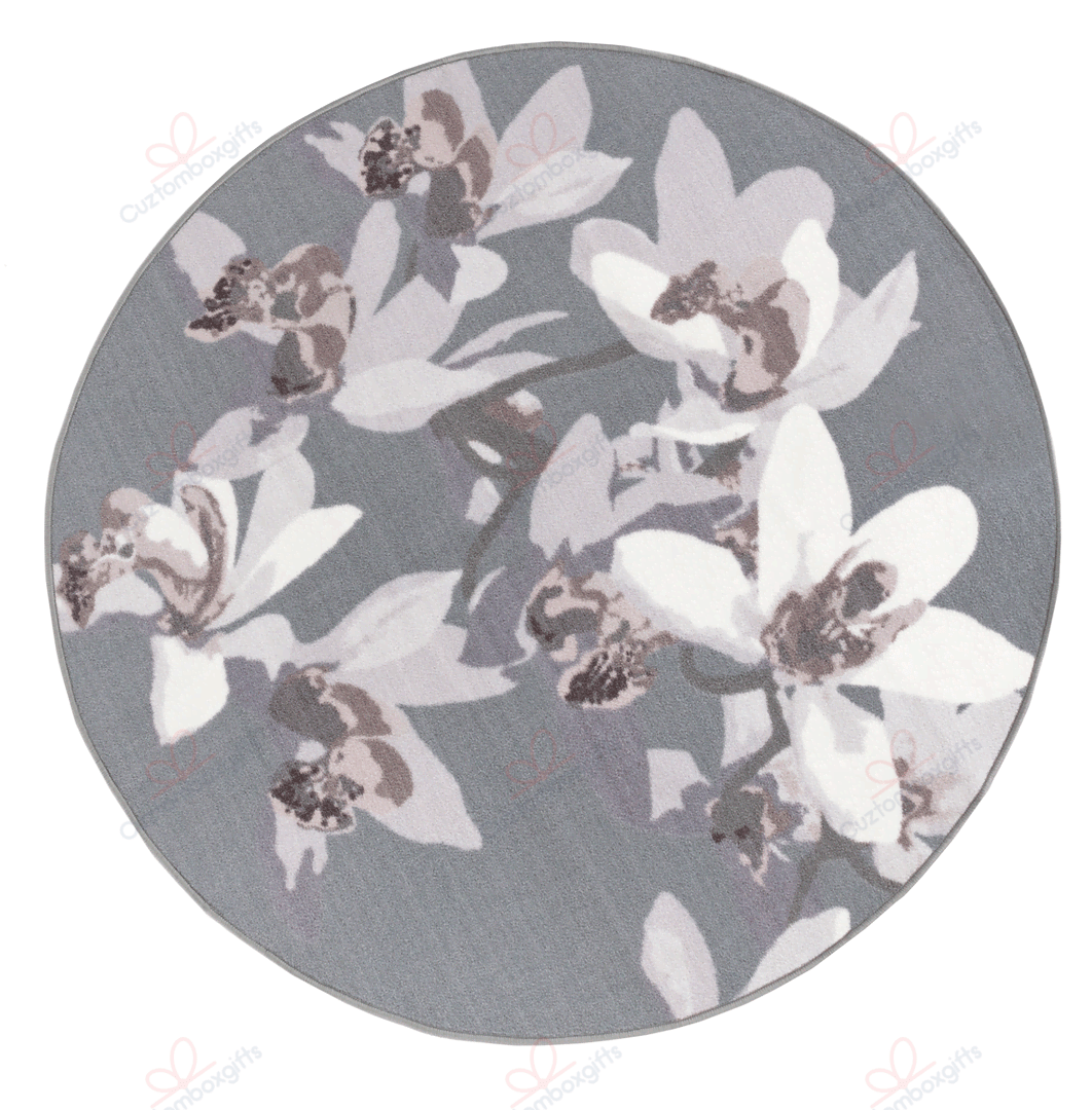 Orchid Round Carpet Floor Rug Living Room Bedroom Decor Round Area Rug Carpet Orchid Round Carpet Floor Rug Living Room Bedroom Decor Round Area Rug Carpet