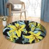 Oriental Lily Round Carpet Floor Rug Living Room Bedroom Decor Round Area Rug Carpet
