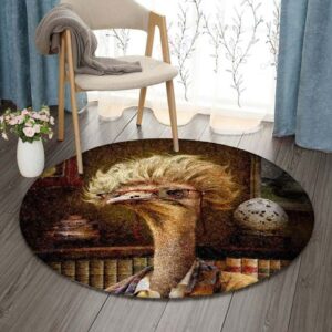 Ostrich Round Carpet Floor Rug Living Room Bedroom Decor Round Area Rug Carpet