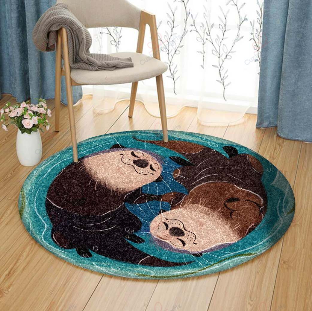 Otter Round Carpet Floor Rug Living Room Bedroom Decor Round Area Rug Carpet Otter Round Carpet Floor Rug Living Room Bedroom Decor Round Area Rug Carpet