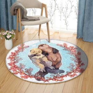 Otter Lovers Round Carpet Floor Rug Living Room Bedroom Decor Round Area Rug Carpet