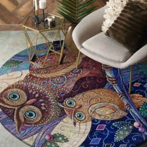 Owl And Baby Round Carpet Floor Rug Living Room Bedroom Decor Round Area Rug Carpet