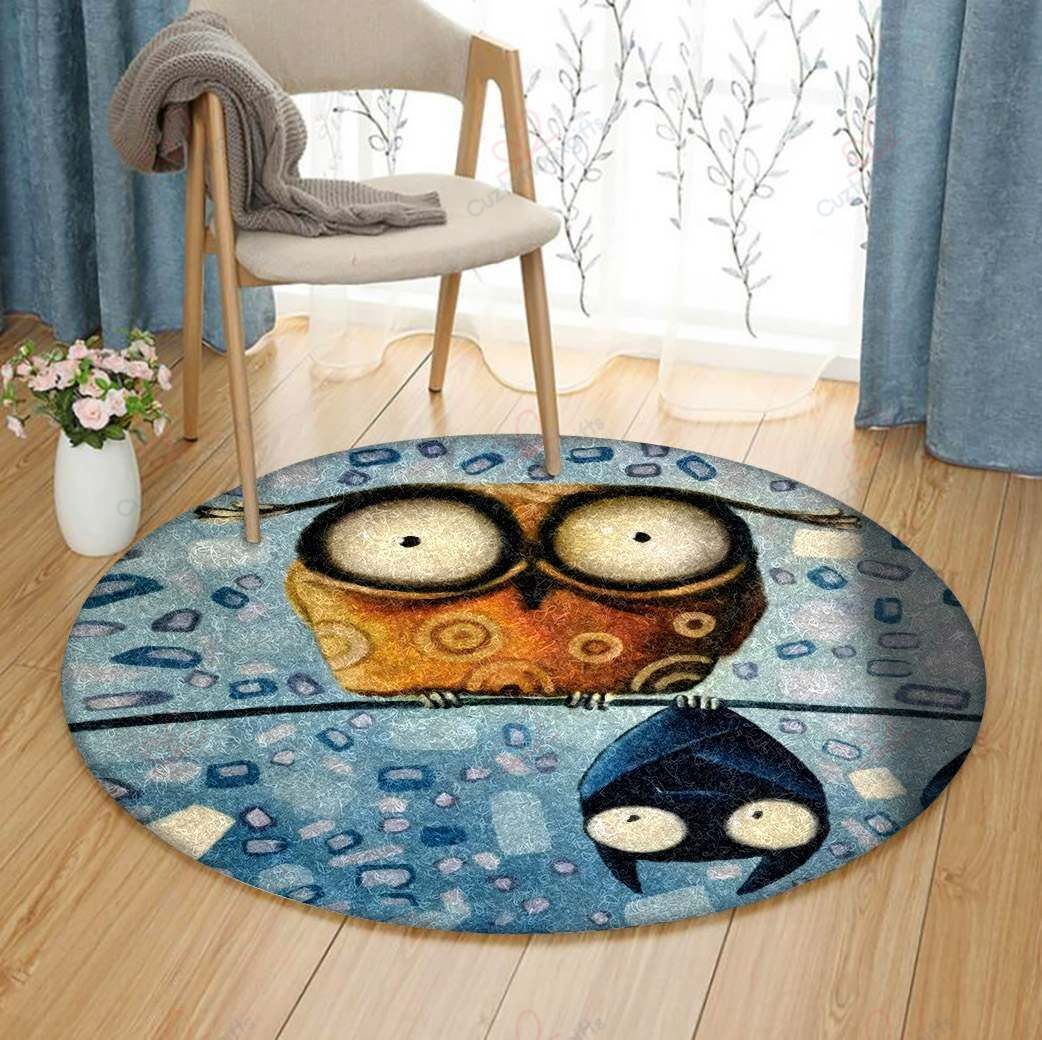 Owl And Bat Round Carpet Floor Rug Living Room Bedroom Decor Round Area Rug Carpet Owl And Bat Round Carpet Floor Rug Living Room Bedroom Decor Round Area Rug Carpet